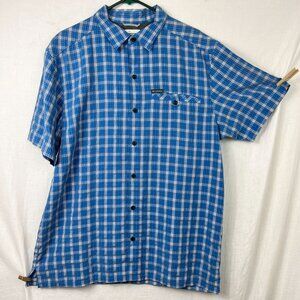 Columbia Short Sleeve Plaid‎ Button Shirt Men Large Lived In Skater Surfer Nylon